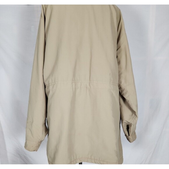 Lands End Barn Coat Mens XL Tan Zip Made in USA Flannel Lined Jacket Outerwear - Picture 8 of 13